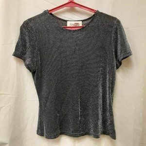 Tiramisu Womens Blouse Metallic Black Short Sleeve